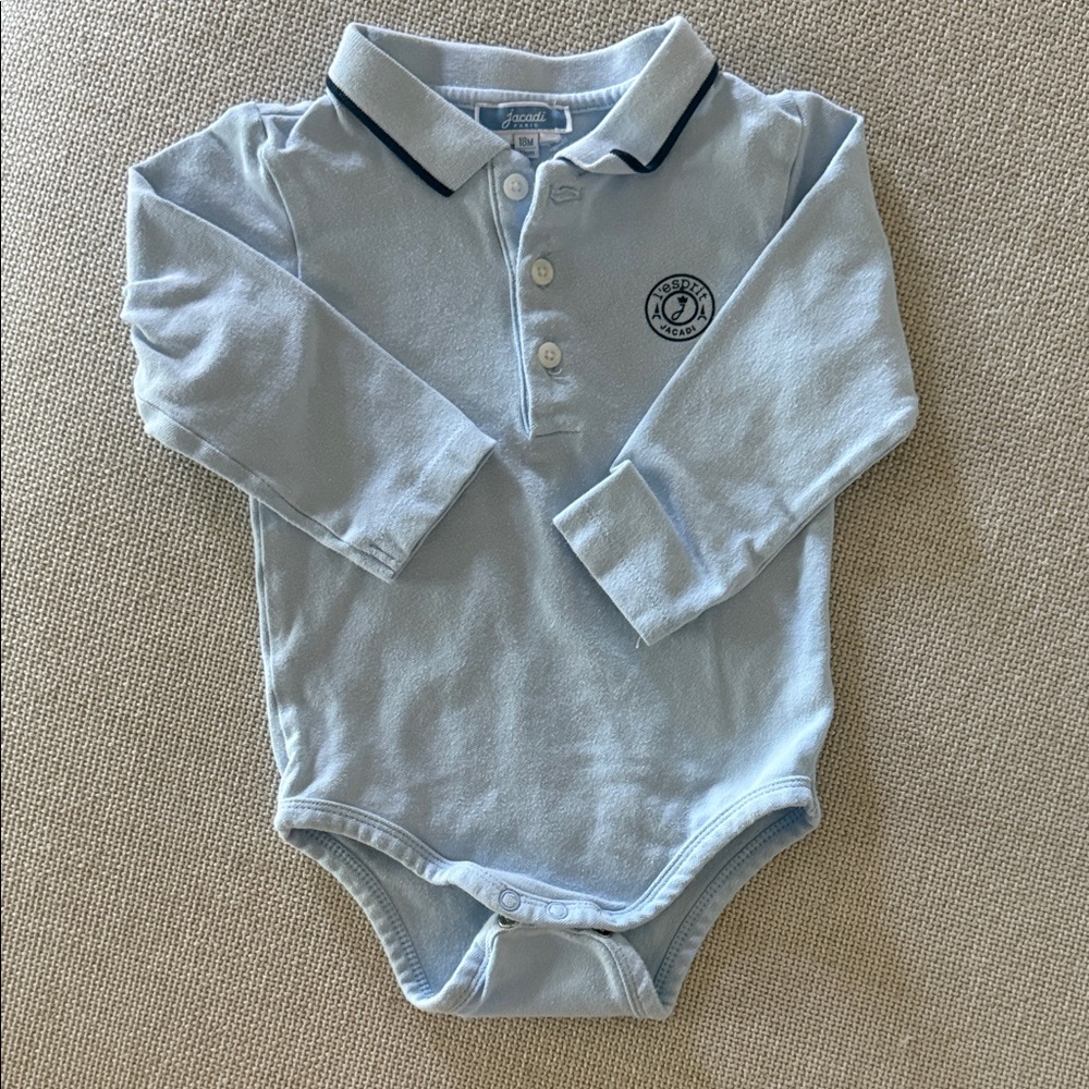 Jacadi Sky Blue Baby Bodysuit with Collar
